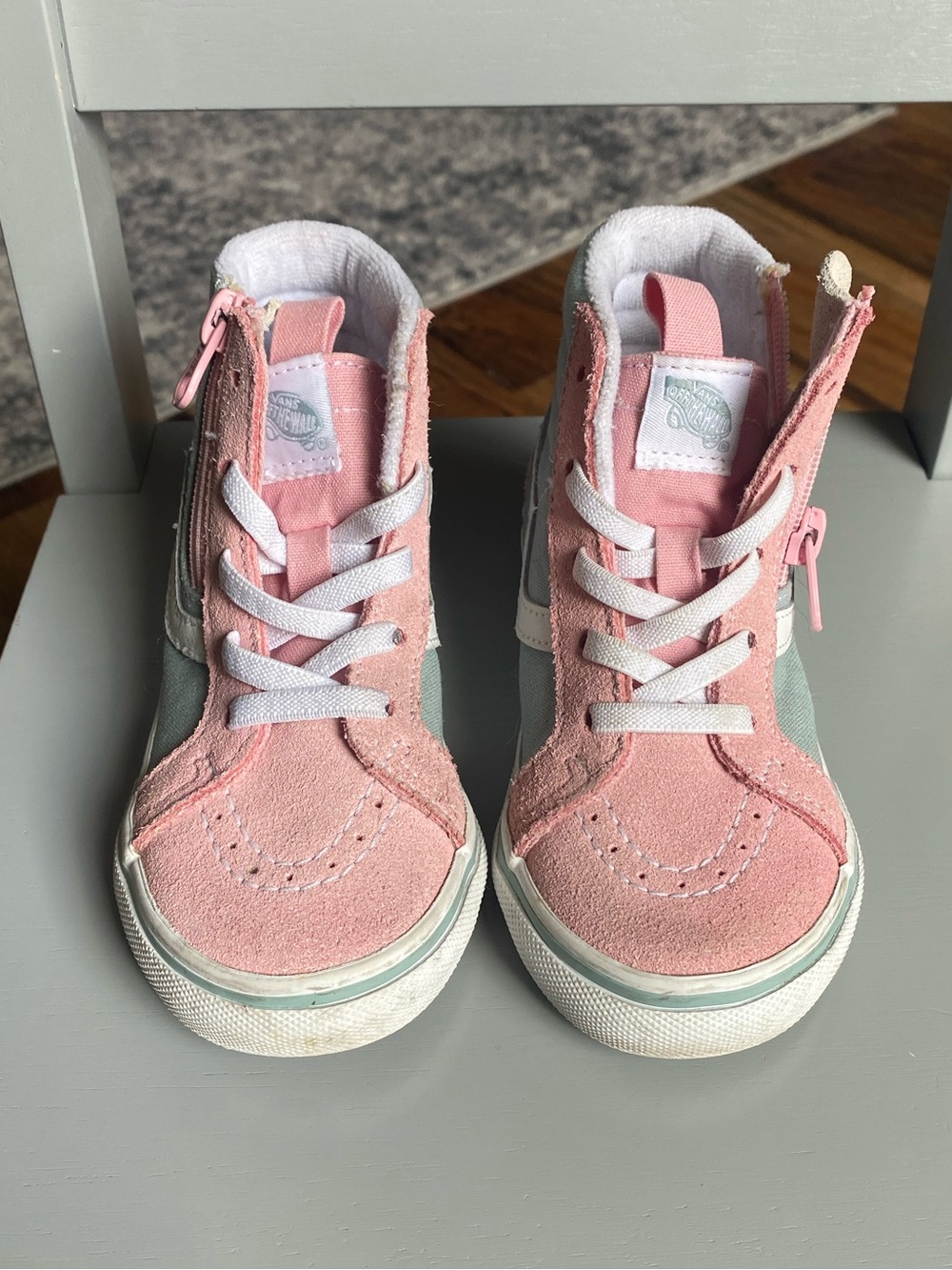 Vans Kids Pink and Light Gray High-Top Sneakers - Picture 2 of 5
